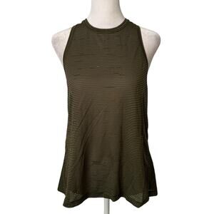 Lululemon army green sheer striped tank top